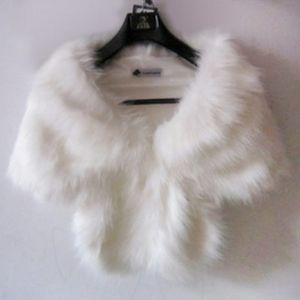 Women's bridal wrap scarf faux fur white